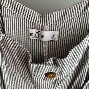 HOLLISTER White and Gray Striped Straight Leg Jumpsuit Size S